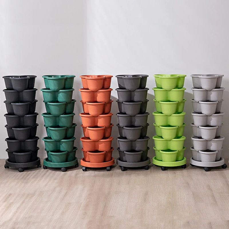 Vertical Planter Tower - Pot Tanaman Stroberi Plastik Bertingkat 5,