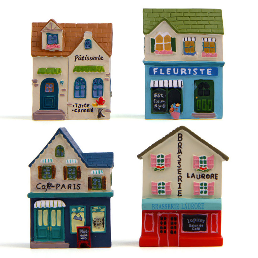 Smart Garden Mini - Set Figurine Rumah Desa Eropa Miniatur,