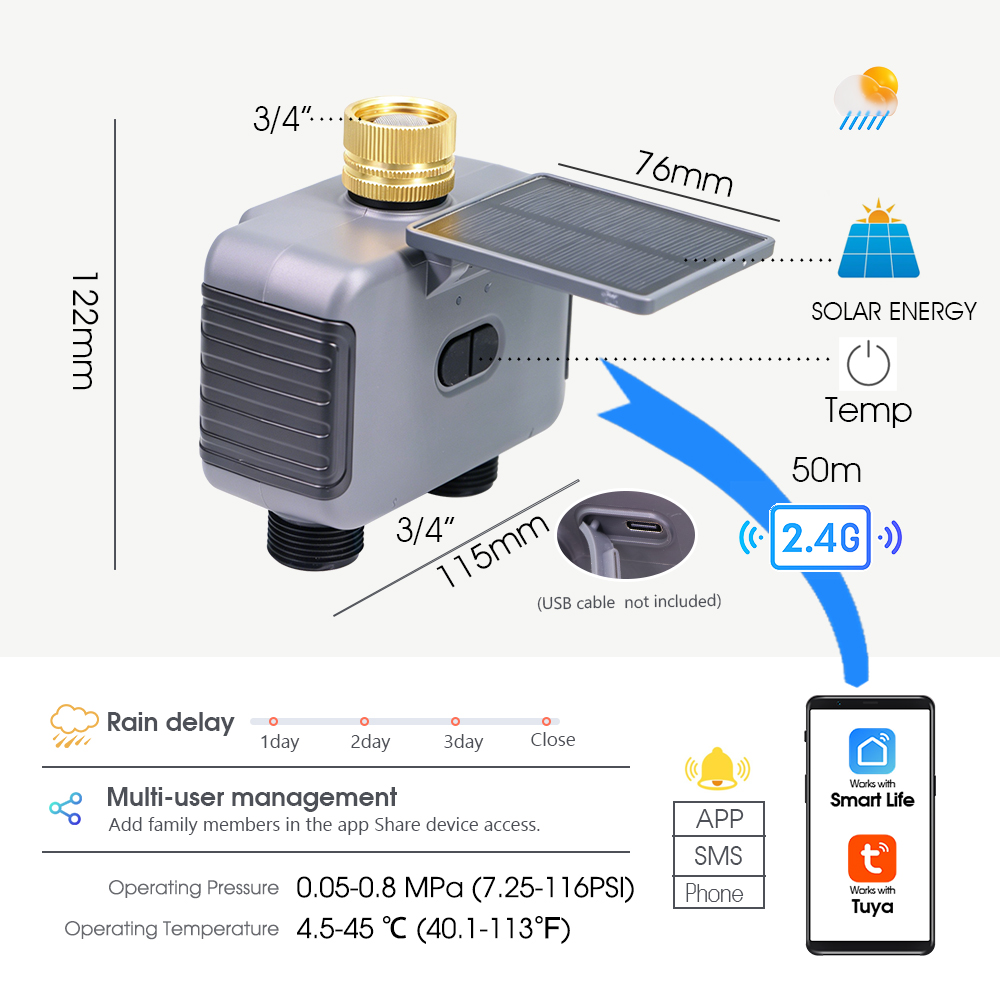 Tuay Smart Solar Timer Penyira - Smart Garden Hose ulasan dan harga