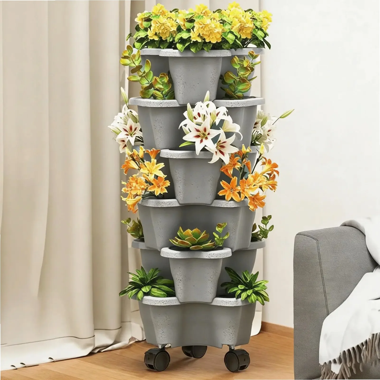 Menara Tanam 6 Tingkat dengan  - Vertical Planter Tower ulasan dan harga
