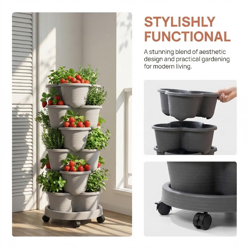 Pot Bunga Plastik Bertingkat V - Vertical Planter Tower ulasan dan harga